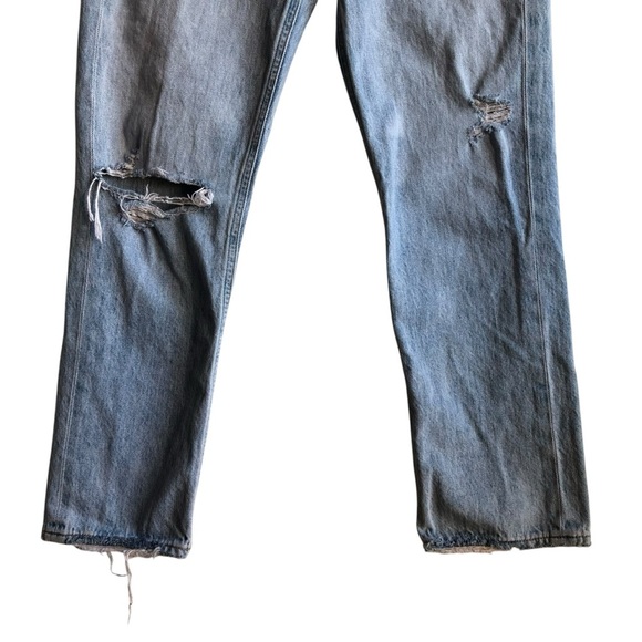 Agolde Riley High Rise Crop Jeans Light Blue Distressed Denim Size 25 - Picture 4 of 16